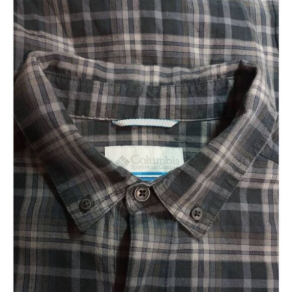 Columbia Shirt Men's Medium Gray Blue Button Front Long Sleeve - Picture 5 of 8